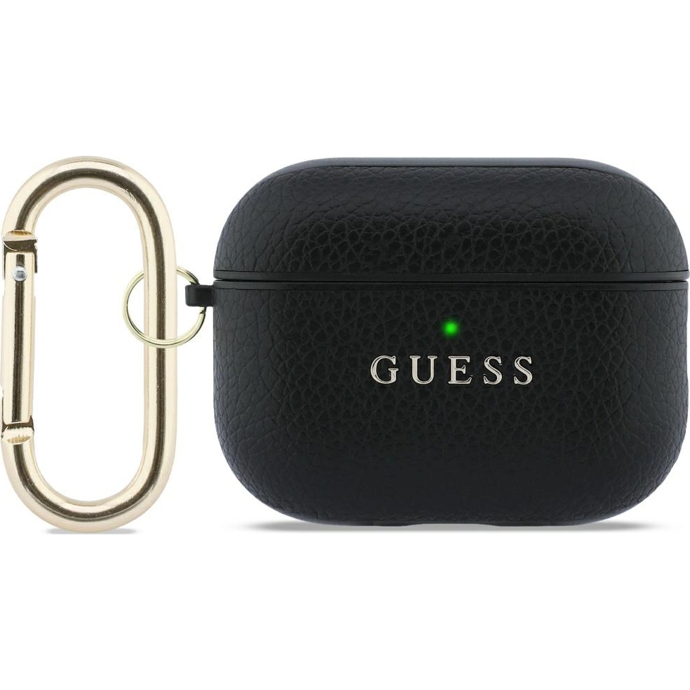 Oryginalne ekskluzywne etui od marki Guess z kolekcji Grained PU Classic Logo dla Apple AirPods Pro 3, czarne